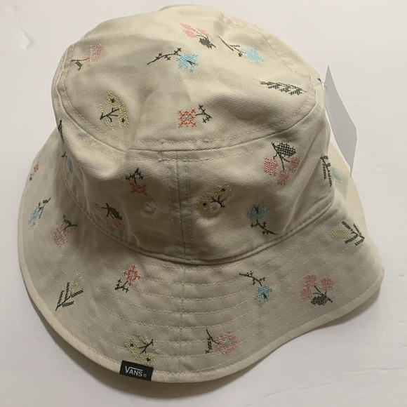 Vans Micro Floral Embroidered Bucket Hat Beige Med/Large NWT main image 4